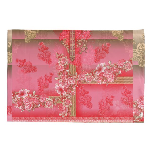 design de fundo rosa e ouro com vermelho (Verso)