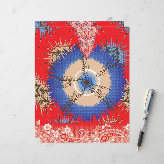 design de fundo vermelho com círculo azul (Frente/Verso In Situ)
