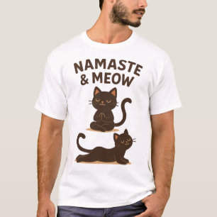 Design de Gato de Ioga – Camiseta Namaste & Meow