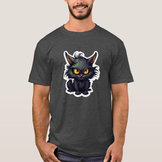 Design de Gato Negro Bebê - Camisa Escura Básica (Frente)