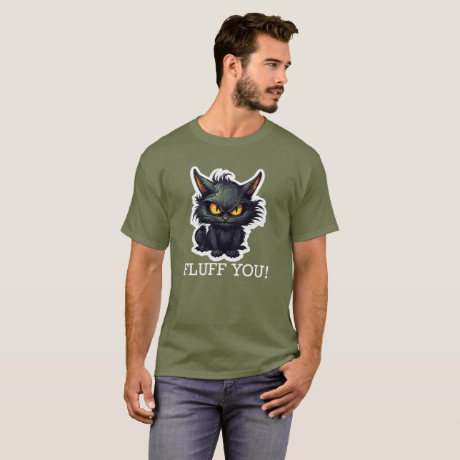 Design de Gato Negro Bebê - Camisa Escura Básica (Frente Completa)