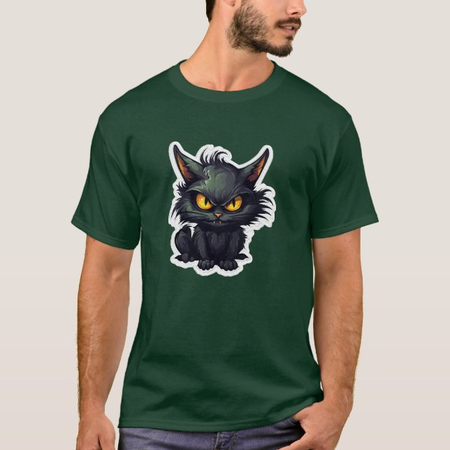 Design de Gato Negro Bebê - Camisa Escura Básica (Frente)