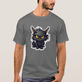 Design de Gato Negro Bebê - Camisa Escura Básica