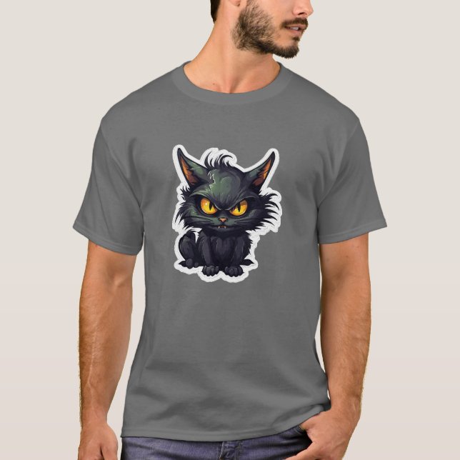 Design de Gato Negro Bebê - Camisa Escura Básica (Frente)