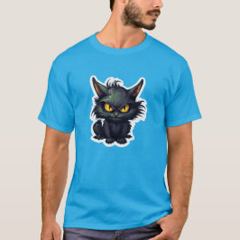 Design de Gato Negro Bebê - Camisa Escura Básica