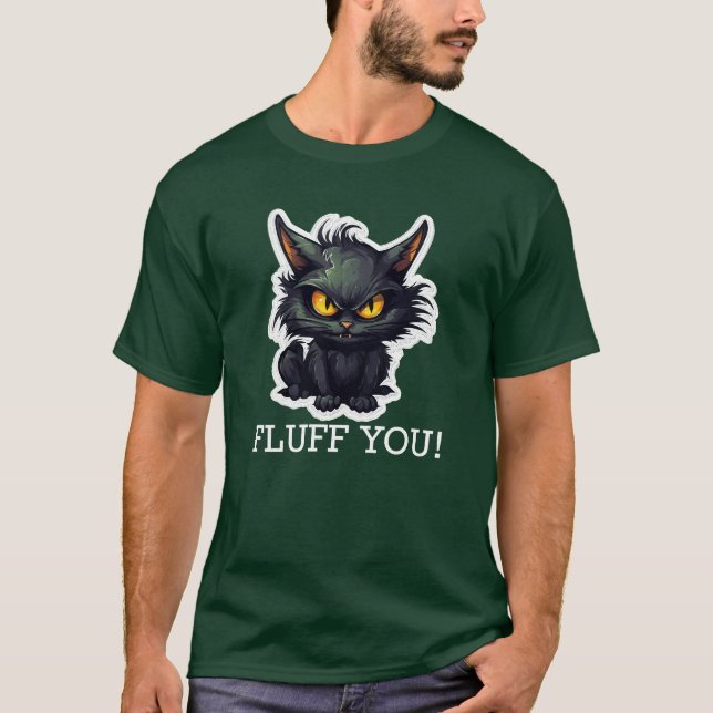 Design de Gato Negro Bebê - Camisa Escura Básica (Frente)