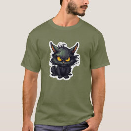 Design de Gato Negro Bebê - Camisa Escura Básica