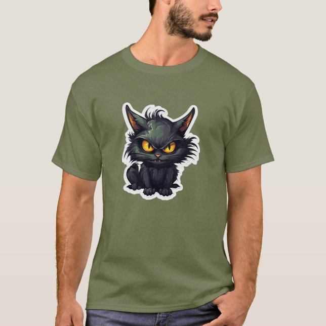 Design de Gato Negro Bebê - Camisa Escura Básica (Frente)