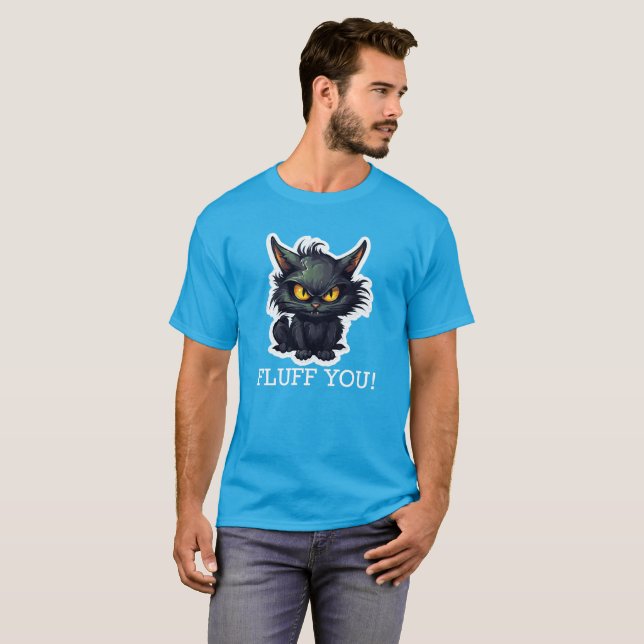 Design de Gato Negro Bebê - Camisa Escura Básica (Frente Completa)