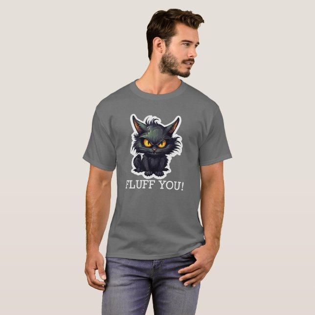 Design de Gato Negro Bebê - Camisa Escura Básica (Frente Completa)