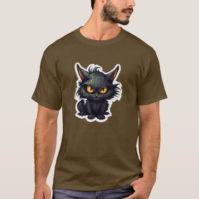 Design de Gato Negro Bebê - Camisa Escura Básica (Frente)