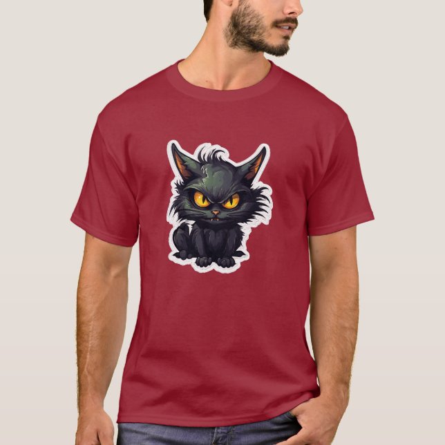 Design de Gato Negro Bebê - Camisa Escura Básica (Frente)