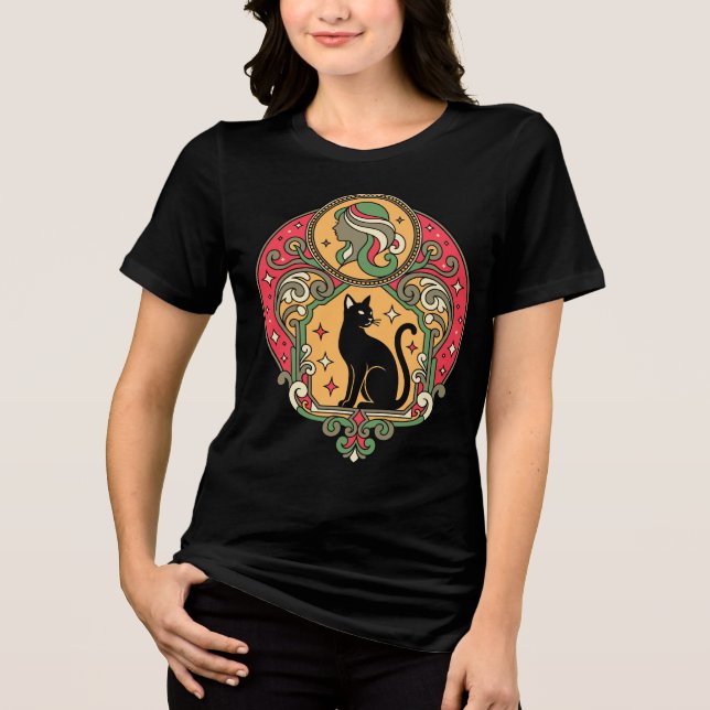 Design de Gato Preto Art Nouveau (Frente)