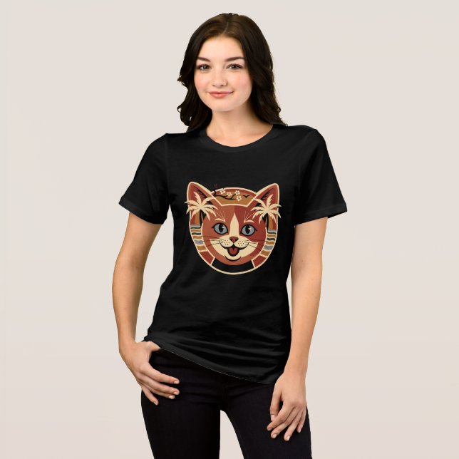 Design de Gato Retro Tropical (Frente Completa)