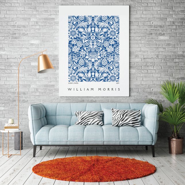 Design de girassol em azul William Morris Poster (Criador carregado)