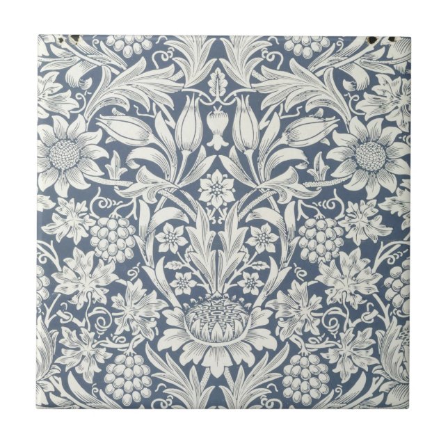 Design de girassol (por William Morris) Azulejo ce (Frente)