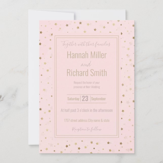 Design de Gradiente Rosa-Dourado Estrelas (Frente)