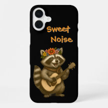 Design de Guitarra de Mapache Floral Fofo para Ama