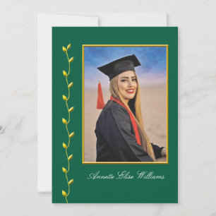 design de hera dourada com anúncio de graduação de