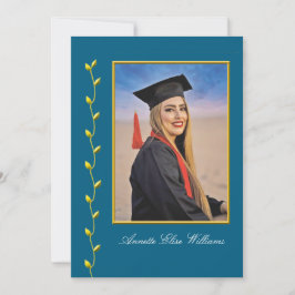 design de hera dourada com anúncio de graduação de