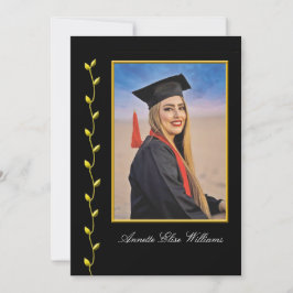 design de hera dourada com anúncio de graduação de