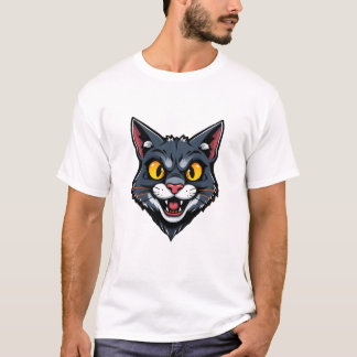 Design de Impressão de Camisa de Gato Cartoonista