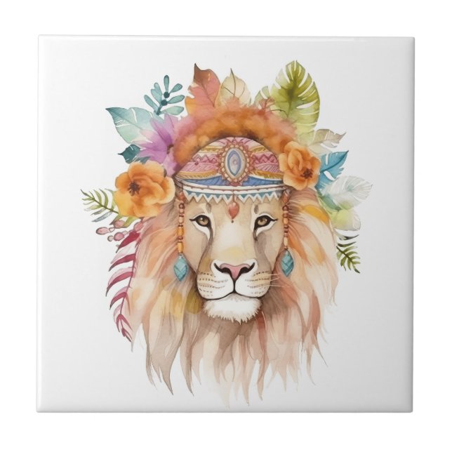 Design de leão hippie-branco (Frente)