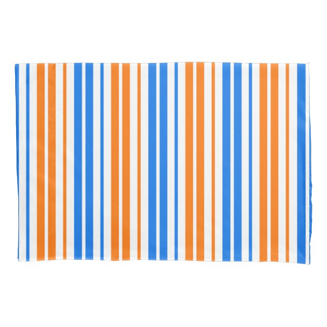Design de Listras Verticais Laranja Branco Azul   (Frente)