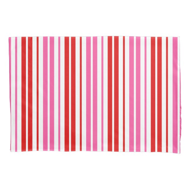 Design de Listras Verticais Rosa Branco Vermelho (Frente)