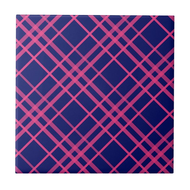 Design de Listras Xadrez Rosa Sobre Azul (Frente)