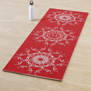 Design de Mandala Barroco Vermelho. Tapete de yoga