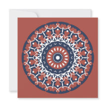 Design de Mandala em vermelho e azul convite