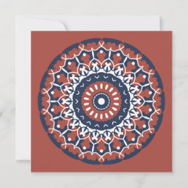Design de Mandala em vermelho e azul convite