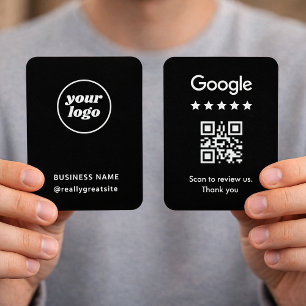 Design de Marca de Revisão QR Minimalista Preto e 