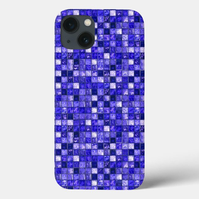 Design de Mosaico Azul Abstrato com Texturas Brilh (Verso)