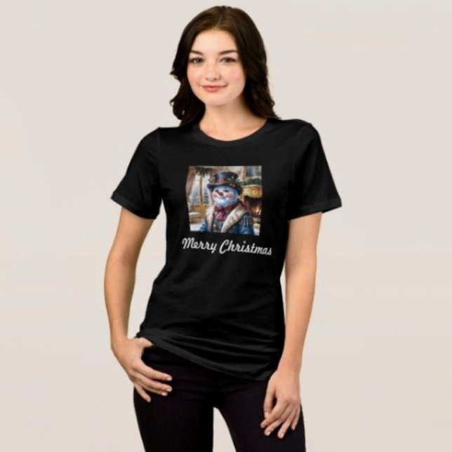 Design de Natal de Boneco de Neve Vitoriano (Comfy tri-blend women’s tee feminine fit, scoop neck, short sleeves, relaxed fit.  
)