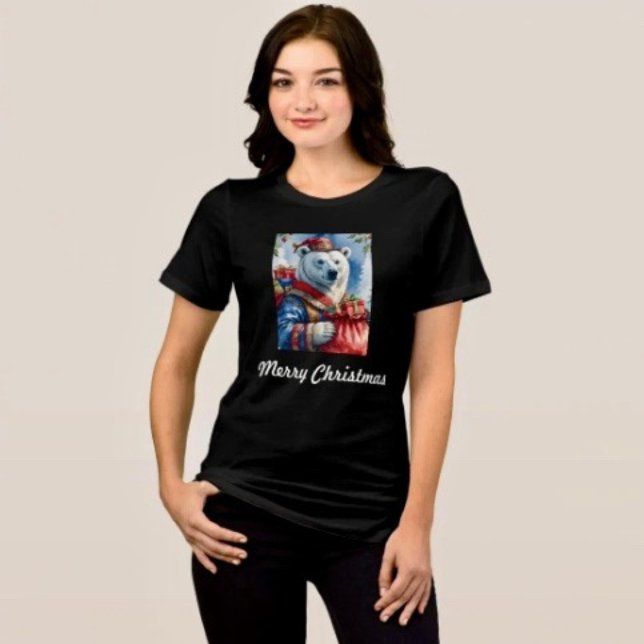 Design de Natal do Papai Noel Urso Polar (Comfy tri-blend women’s tee feminine fit, scoop neck, short sleeves, relaxed fit.  
)