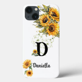 Design de Nome Inicial de Girassol Personalizado