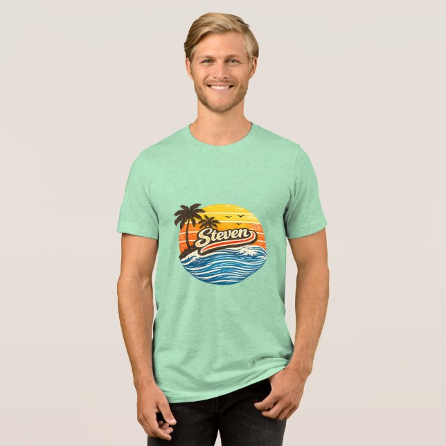 Design de Nome Steven Retro Pôr do Sol (Frente Completa)