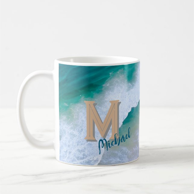 Design de onda de caneca com surf de monograma (Esquerda)