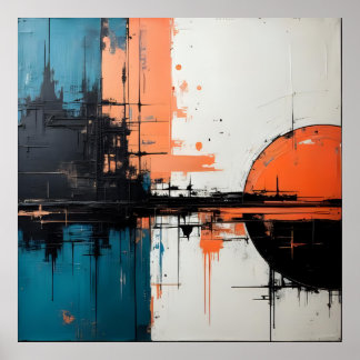 Design de onda retroativa 02 Poster quadrado