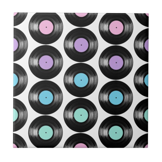 Design de Padrão Colorido de Discos de Vinil Retrô (Frente)