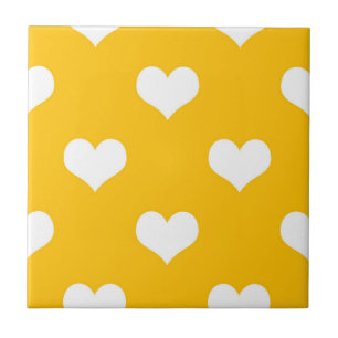 Design de Padrão Coração de Amor Branco Amarelo