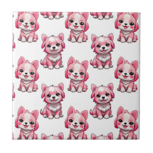 Design de padrão de cachorrinho rosa - branco