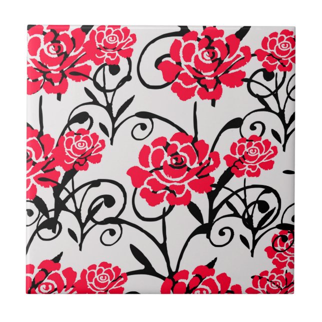 Design de Padrão de Ilustração Floral da rosa verm (Frente)