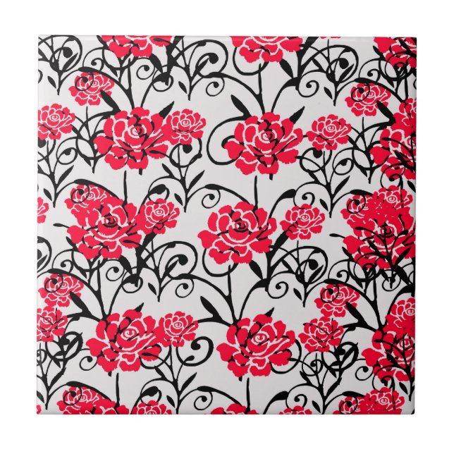 Design de Padrão de Ilustração Floral da rosa verm (Frente)