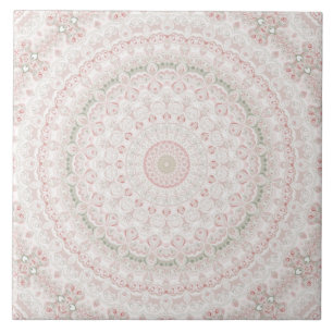 Design de Padrão de Mandala Rosa Pastel e Verde