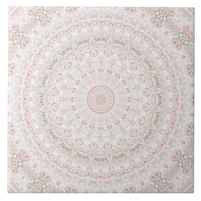 Design de Padrão de Mandala Rosa Pastel e Verde (Frente)