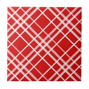 Design de Padrão de Xadrez do Tartan Branco Vermel