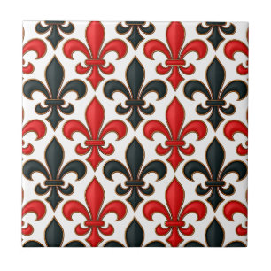 Design de padrão do Red Black Barroco Fleur-de-lis